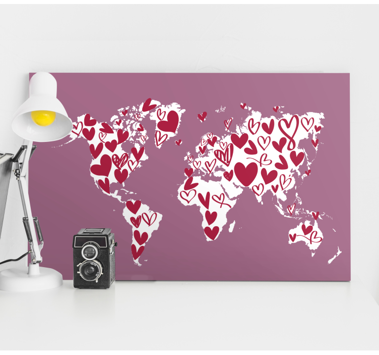 Quadro mapa mundi Amor coração - TenStickers