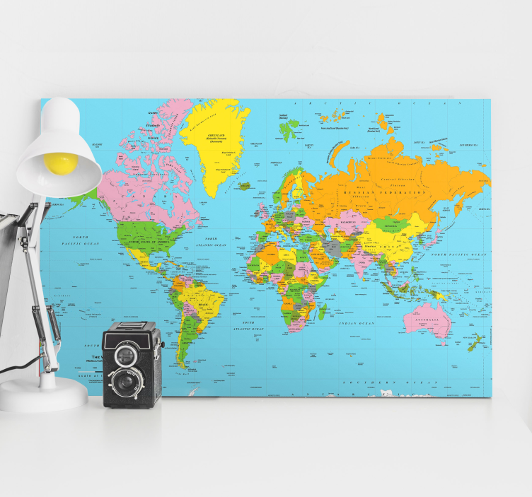 Quadro mapa mundi Atlas colorido - TenStickers
