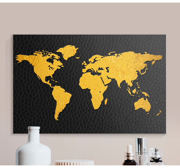 Quadro mapa mundi Dourado - TenStickers