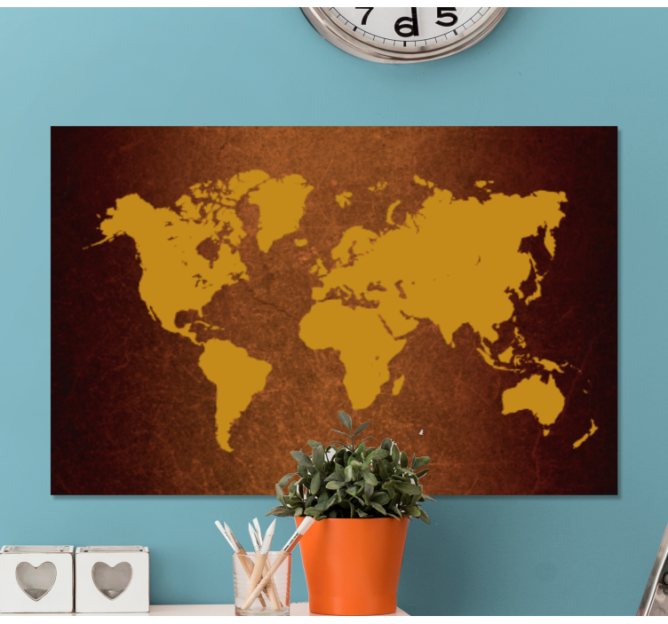 Quadro mapa mundi Textura marrom - TenStickers