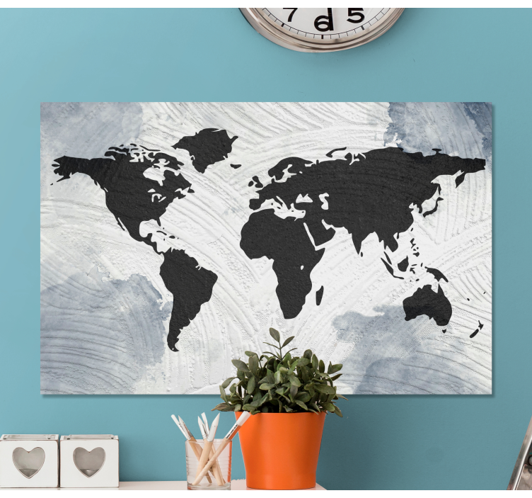 Quadro mapa mundi Texturizado e preto - TenStickers
