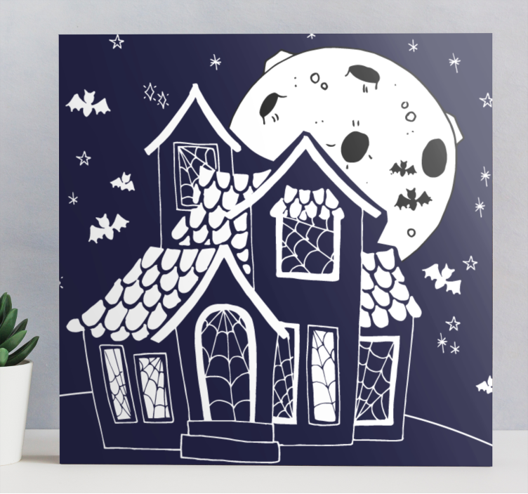 Quadro moderno Casa assombrada azul e branca - TenStickers