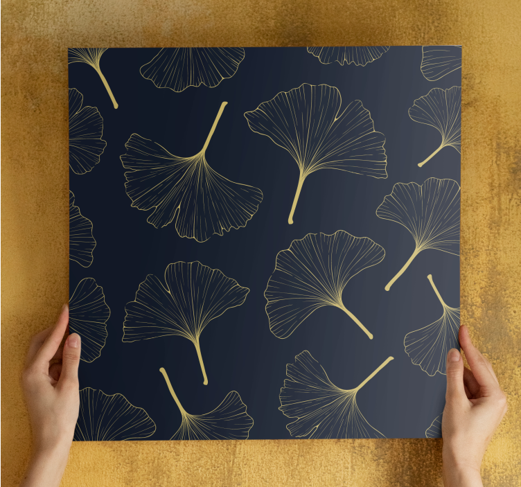 Quadro moderno D folhas de ginkgo dourado - TenStickers