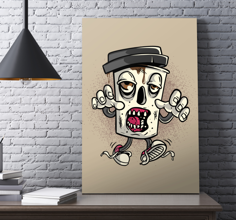 Quadro moderno Personagem de graffiti de zumbi de café - TenStickers
