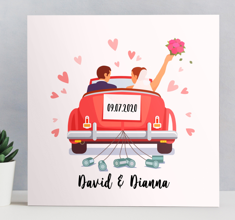 Quadro de casamento Coche boda personalizável - TenStickers