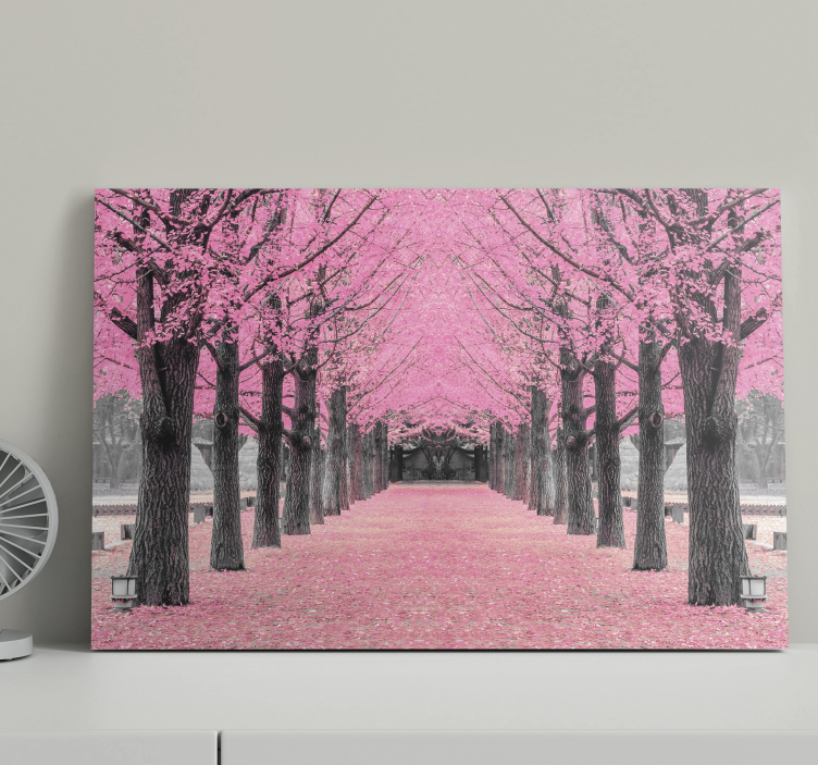 Quadro para corredor Floresta de árvores rosa - TenStickers