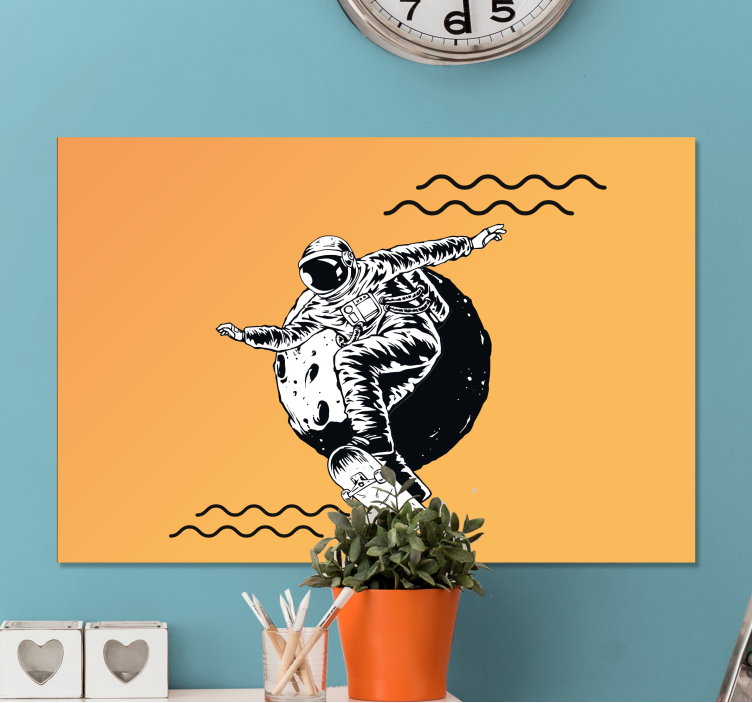 Quadro para quarto Astronauta desenhado à mão com skate - TenStickers
