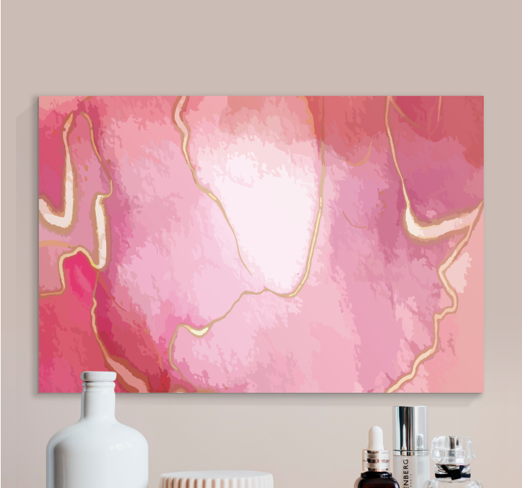 Quadro para quarto Efeito de mármore rosa e dourado - TenStickers