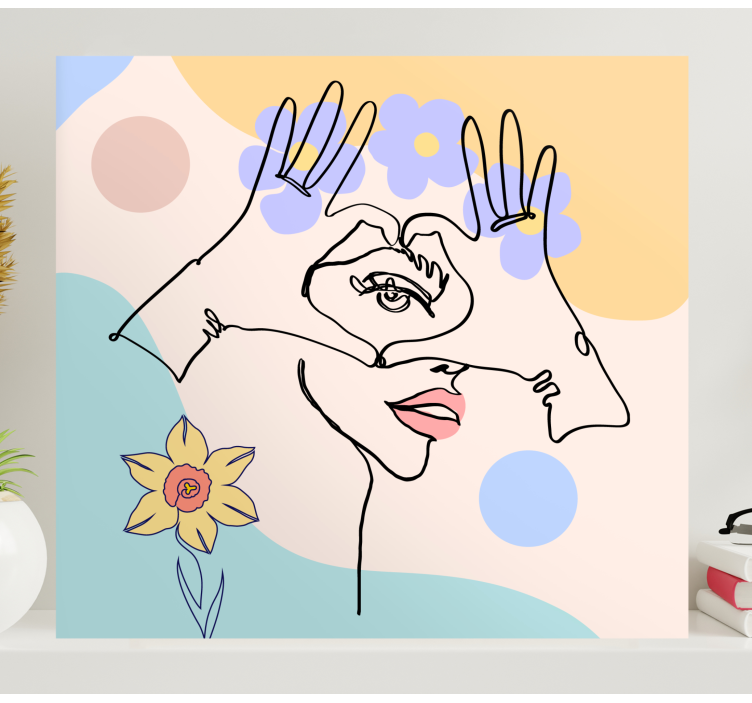 Quadro para quarto ícone feminino de boca de mão - TenStickers