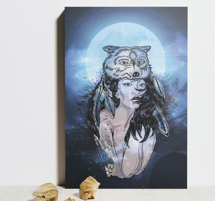 Quadro vintage Mulher lobo lua - TenStickers