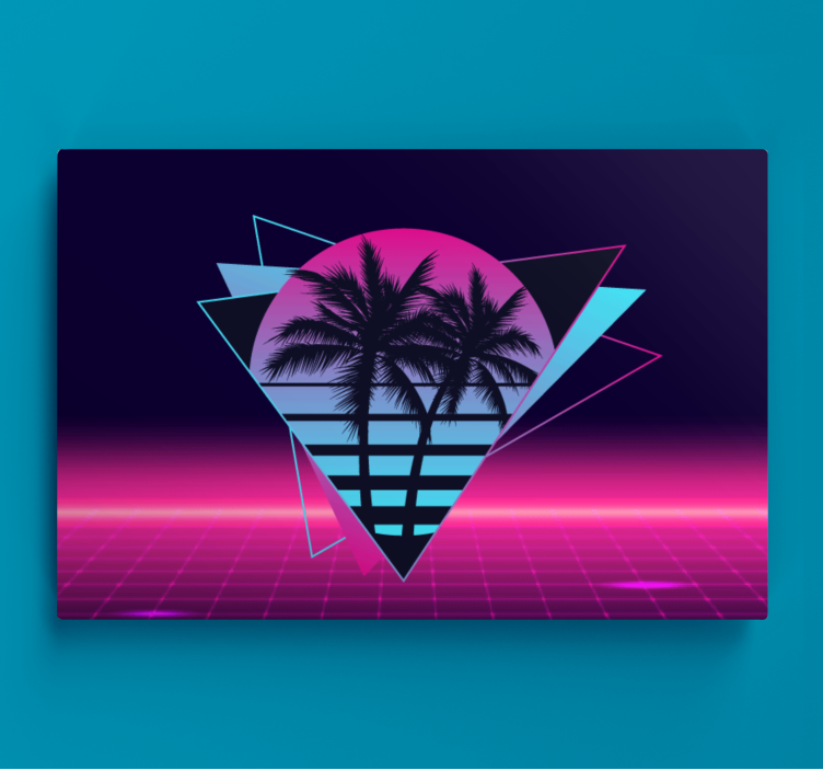 Quadro vintage Palmeira estilo vaporwave - TenStickers