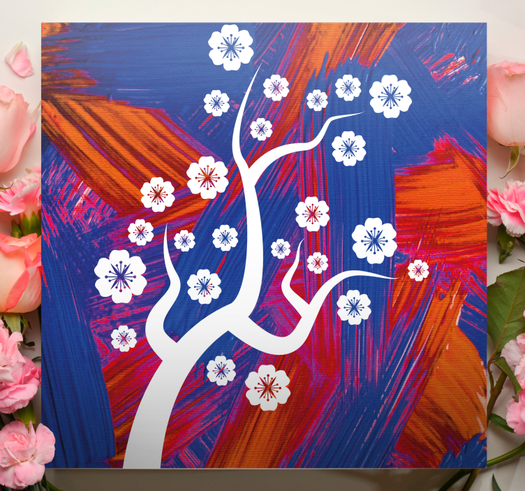 Quadro 3D Branco cereja azul e laranja - TenStickers