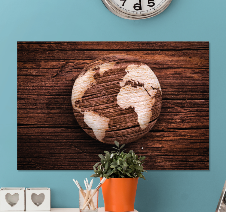 Quadro 3D Mapa mundial geográfico de madeira - TenStickers