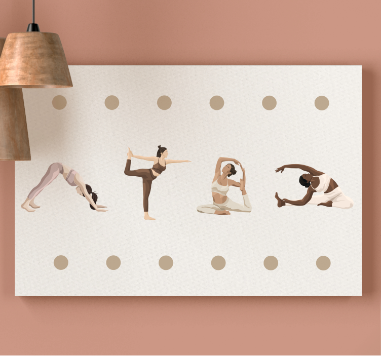 Quadro frase sequência de poses de yoga - TenStickers