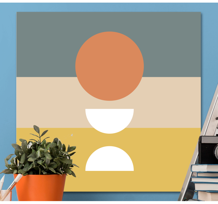 Quadro de figuras geométricas 3 listrado com bandeira circular - TenStickers