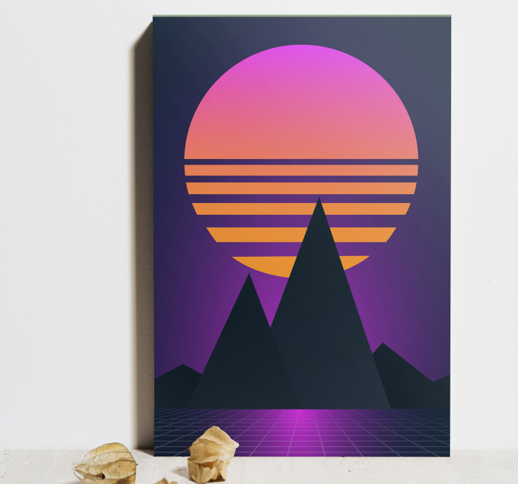 Quadro vintage pôr do sol synthwave - TenStickers