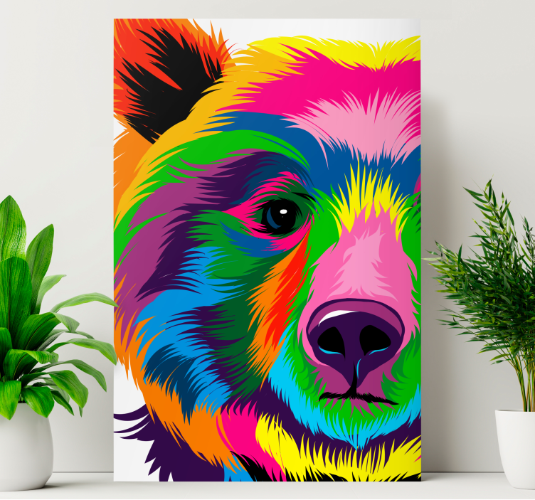 Quadro de figuras geométricas Urso colorido - TenStickers