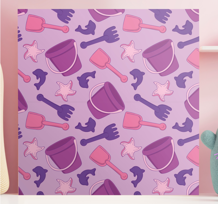 Quadro infantil com padrão de brinquedos de praia - TenStickers