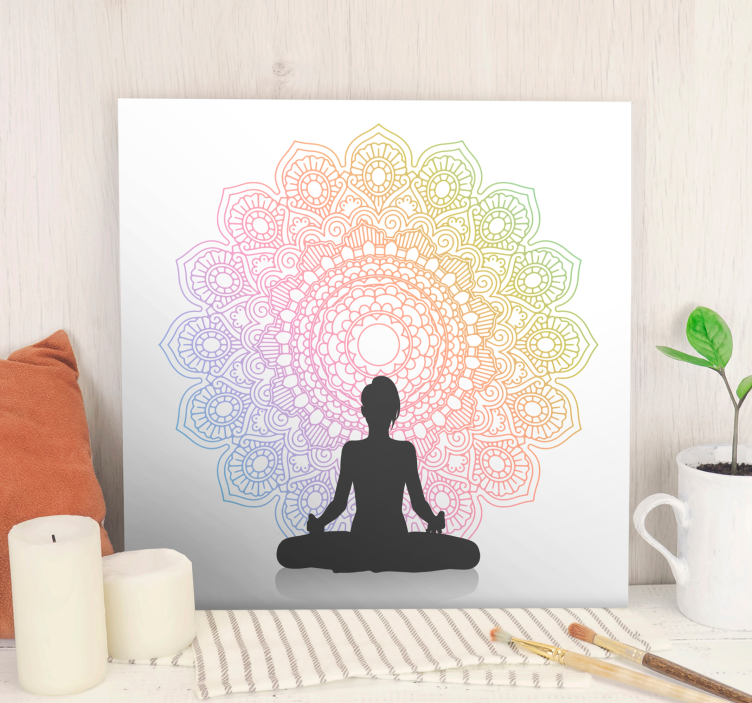 Quadro com mandala Ioga do arco-íris - TenStickers
