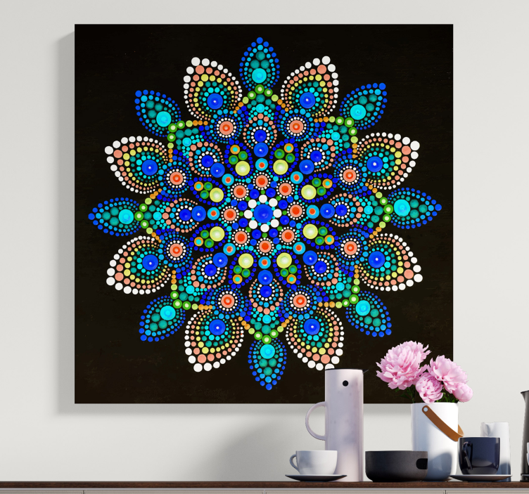 Quadro com mandala Mandala de pontos coloridos - TenStickers