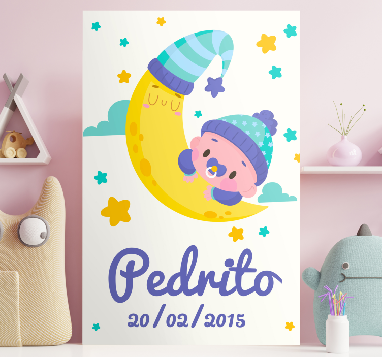 Quadro para bebê lua do bebê dormindo - TenStickers