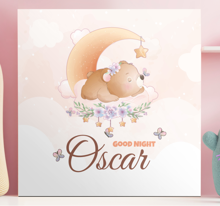 Quadro para bebê urso boa noite - TenStickers