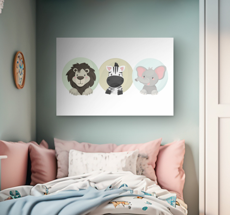 Quadro para bebê Conjunto de animais - TenStickers