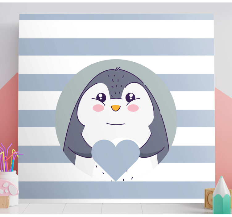 Quadro para bebê Coração de pinguim de desenho animado de bebê - TenStickers