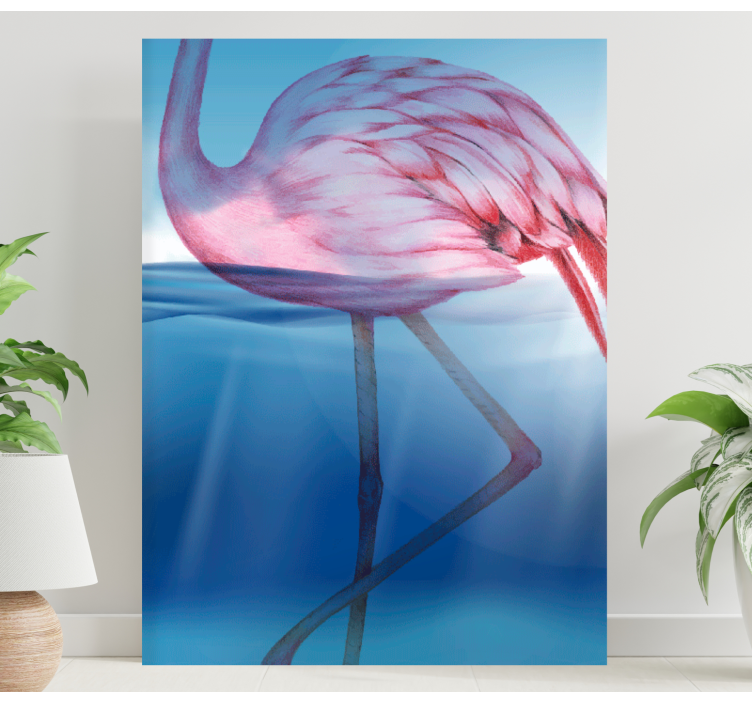 Quadro decorativo para sala Desenho subaquático de flamingo - TenStickers