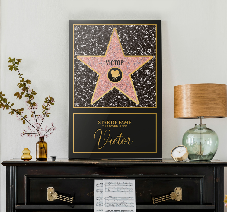 Quadro decorativo para sala estrela personalizada da fama Uma est - TenStickers