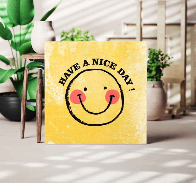 Quadro decorativo para sala Rosto sorridente "tenha um bom dia" - TenStickers