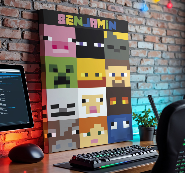 Quadro personalizável rostos pixelados para jogos - TenStickers
