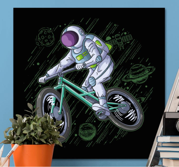Quadro videogame astronauta na bicicleta - TenStickers