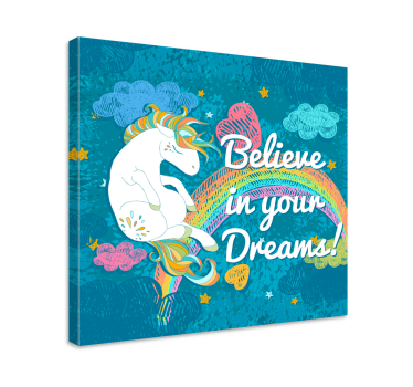 Quadro unicórnio Frase multicor unicórnio - TenStickers