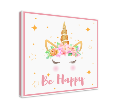 Quadro unicórnio Frase unicórnios seja feliz - TenStickers