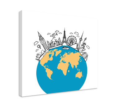 Quadro mapa mundi ícones de referência - TenStickers
