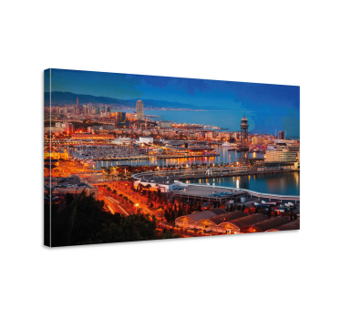 Quadro 3D Vistas de barcelona à noite - TenStickers