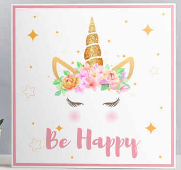 Quadro unicórnio Frase unicórnios seja feliz - TenStickers