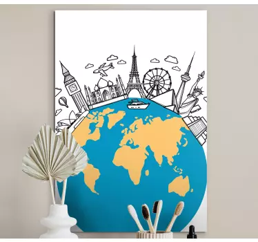 Quadro mapa mundi ícones de referência - TenStickers