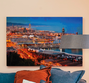 Quadro 3D Vistas de barcelona à noite - TenStickers