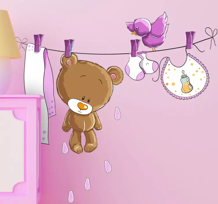 Vinil decorativo urso estendal rosa - TenStickers