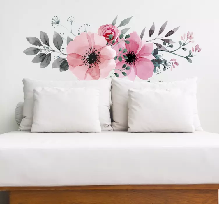 Autocolante decorativo floral rosa bonito - TenStickers