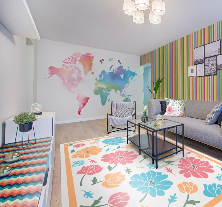 Autocolante decorativo mapa mundo colorido - TenStickers