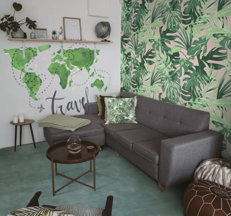 Autocolante decorativo mapamundi rota - TenStickers