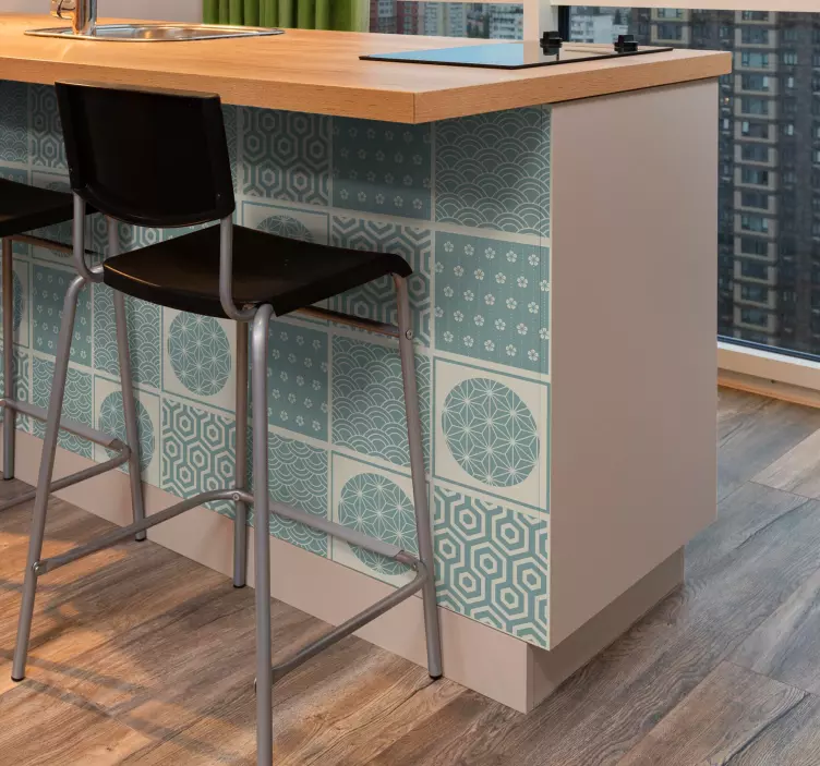 Adesivo azulejos japandi verde - TenStickers