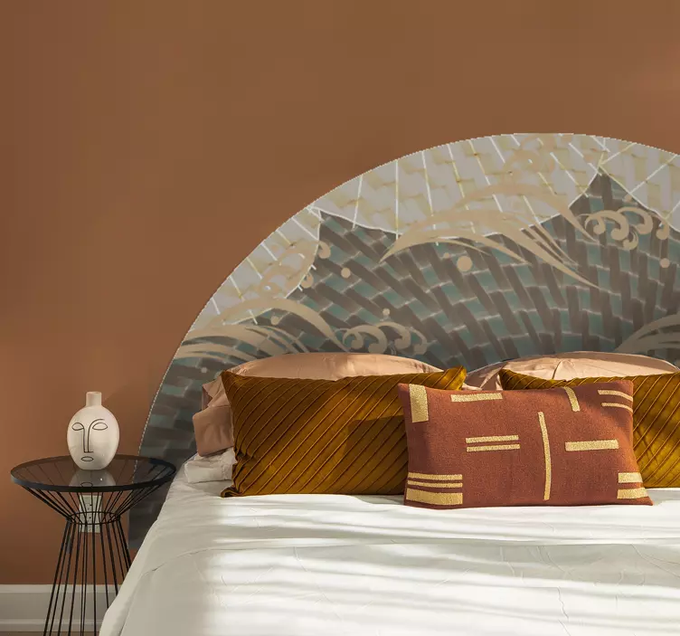 Adesivo cabeceira elegante motivo de leque - TenStickers