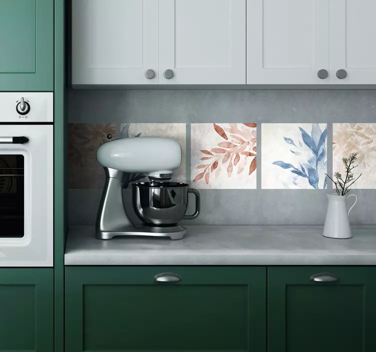 Adesivo azulejos padrão floral em aquarela - TenStickers