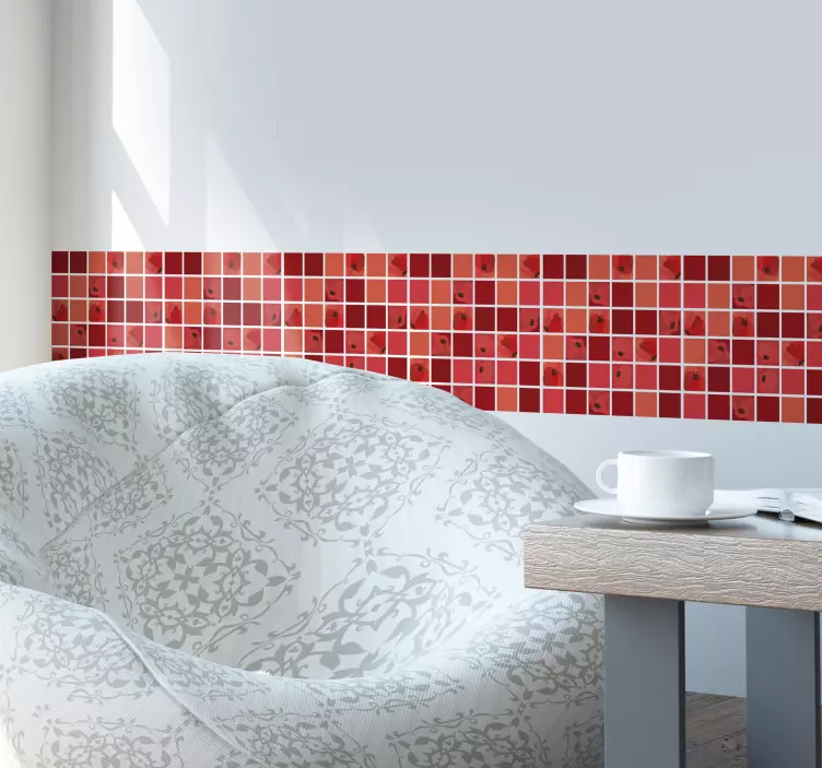 Autocolante azulejo Mosaico de papoula - TenStickers