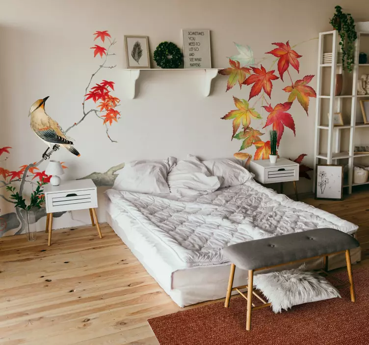 Autocolantes quarto de dormir japonês vermelho - TenStickers