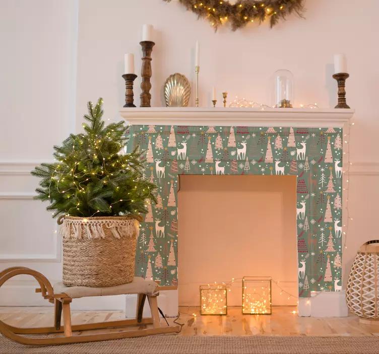 Autocolante de Natal Padrão de floresta de natal - TenStickers